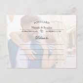 Einfaches elegantes Foto beim Hochfahren der Datum Ankündigungspostkarte (Rückseite)