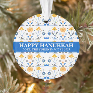 Einfaches elegantes Foto der Hanukkah-Familie Ornament