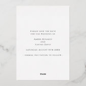 Einfaches elegantes Foto Herz Save the Date Real G Folieneinladung (Rückseite)