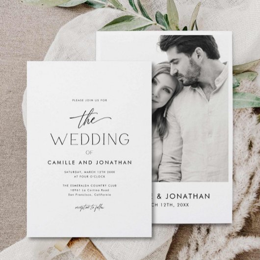 Einfaches elegantes Foto Hochzeit Einladung