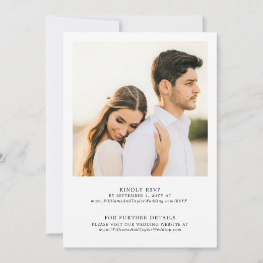 Einfaches elegantes Foto Hochzeit Einladung mit UA (Rückseite)