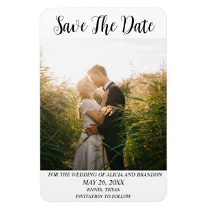 Einfaches Elegantes Foto Hochzeit Moderner Whimsy  Magnet
