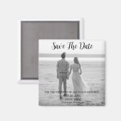 Einfaches elegantes Foto Hochzeit Modernes Schwarz Magnet (Vorderseite/Rückseite)