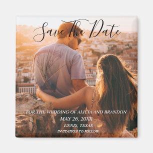 Einfaches elegantes Foto Hochzeit Modernes Whimsy Magnet