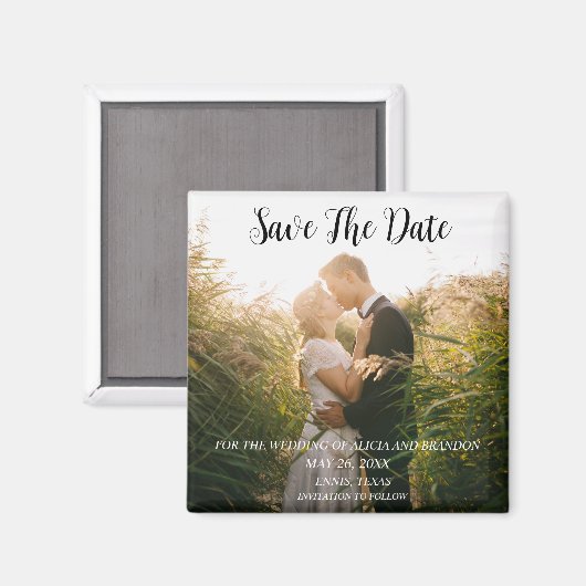 Einfaches elegantes Foto Hochzeit Modernes Whimsy Magnet (Vorderseite/Rückseite)