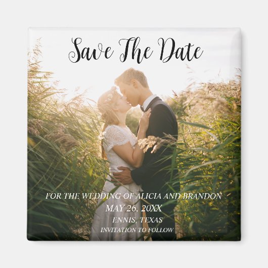 Einfaches elegantes Foto Hochzeit Modernes Whimsy Magnet (Vorne)