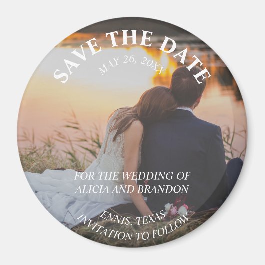 Einfaches elegantes Foto Hochzeit Modernes Whimsy Magnet (Vorne)