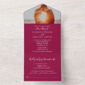 Einfaches elegantes Foto Hochzeit RSVP Cranberry All In One Einladung (Innen Boden)