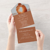 Einfaches elegantes Foto Hochzeit RSVP Terracotta All In One Einladung (Abreißen)