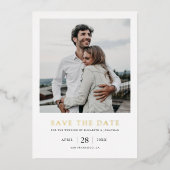 Einfaches elegantes Foto Hochzeit Sichern Sie das  Folieneinladung (Vorderseite)