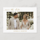 Einfaches elegantes Foto Hochzeit speichern das Da Einladungspostkarte (Vorderseite)