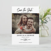 Einfaches elegantes Foto Hochzeit speichern Sie da Einladung (Stehend Vorderseite)