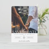 Einfaches elegantes Foto Hochzeit speichert das Da Einladung (Stehend Vorderseite)