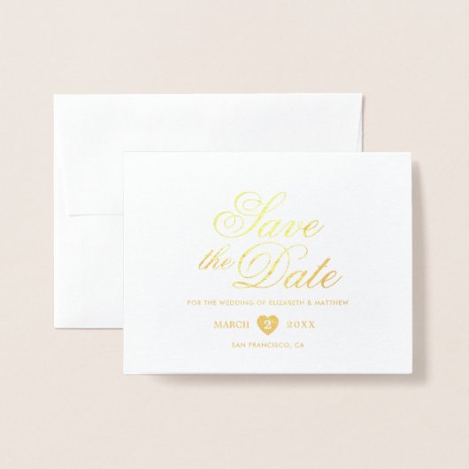 Einfaches elegantes Foto Hochzeit speichert das Da Folienkarte (Vorderseite mit Umschlag)