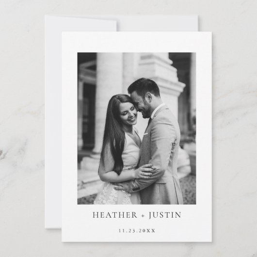 Einfaches elegantes Foto Hochzeit speichert das Da Save The Date (Rückseite)