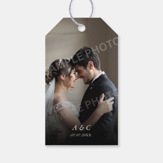 Einfaches elegantes Foto Hochzeit Vielen Dank Geschenkanhänger (Vorderseite)