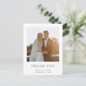 Einfaches elegantes Foto Hochzeit Vielen Dank Postkarte (Stehend Vorderseite)