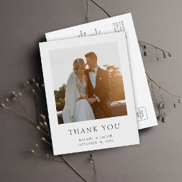 Einfaches elegantes Foto Hochzeit Vielen Dank Postkarte