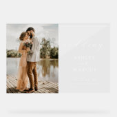 Einfaches elegantes Foto Hochzeit Willkommen Acrylschild (Vorderseite)
