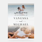 Einfaches elegantes Foto Hochzeit Willkommen Acrylschild (Vorderseite)