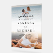 Einfaches elegantes Foto Hochzeit Willkommen Acrylschild (Winkel)