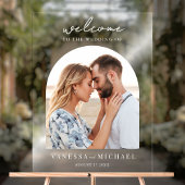 Einfaches elegantes Foto Hochzeit Willkommen Acrylschild