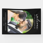 Einfaches elegantes Foto Hochzeit Willkommen Banner (Horizontal)