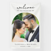 Einfaches elegantes Foto Hochzeit Willkommen Banner (Vertikal)