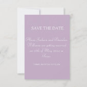 Einfaches elegantes Foto Lila Lilac Text Wedding Save The Date (Rückseite)