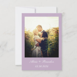 Einfaches elegantes Foto Lila Lilac Text Wedding Save The Date