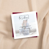 Einfaches elegantes Foto Minimal Burgundy QR Code Einladung