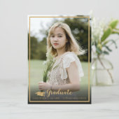 Einfaches elegantes Foto mit Abschluss Einladung (Stehend Vorderseite)