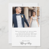 Einfaches elegantes Foto mit Dankeschön-Karte Dankeskarte (Rückseite)