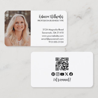 Einfaches elegantes Foto mit QR-Code in Schwarz un Visitenkarte