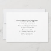 Einfaches elegantes Foto Moderne Hochzeitsempfehlu Einladung (Rückseite)