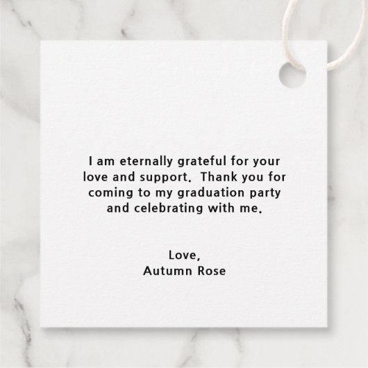 Einfaches elegantes Foto Moderner Abschluss Geschenkanhänger (Rückseite)