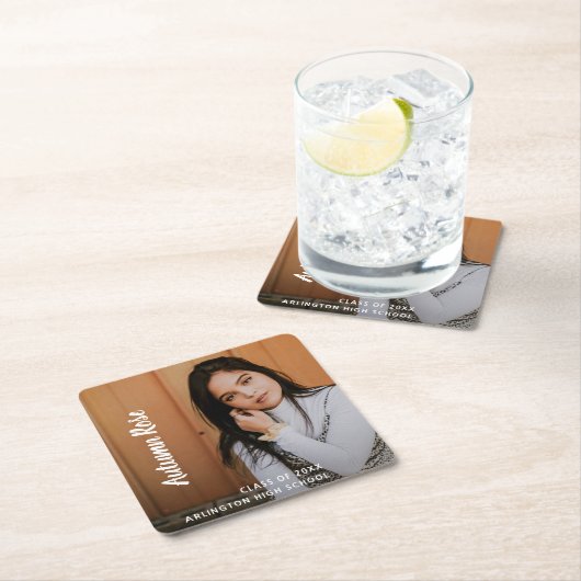 Einfaches elegantes Foto Moderner Abschluss Rechteckiger Pappuntersetzer (Vor Ort)