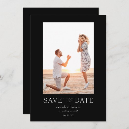 Einfaches elegantes Foto Save the Date Einladung (Vorne/Hinten)