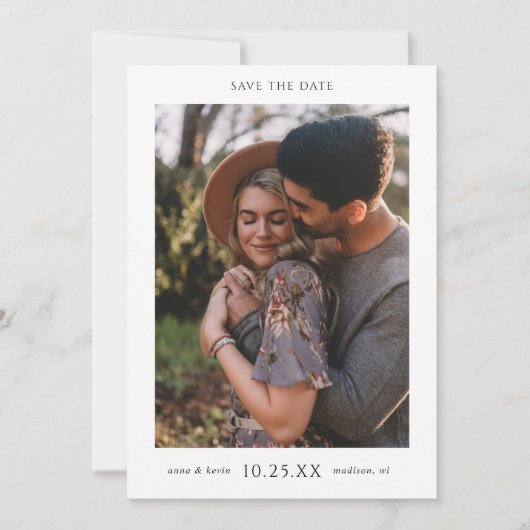 Einfaches elegantes Foto Save the Date Hochzeit ei (Vorderseite)