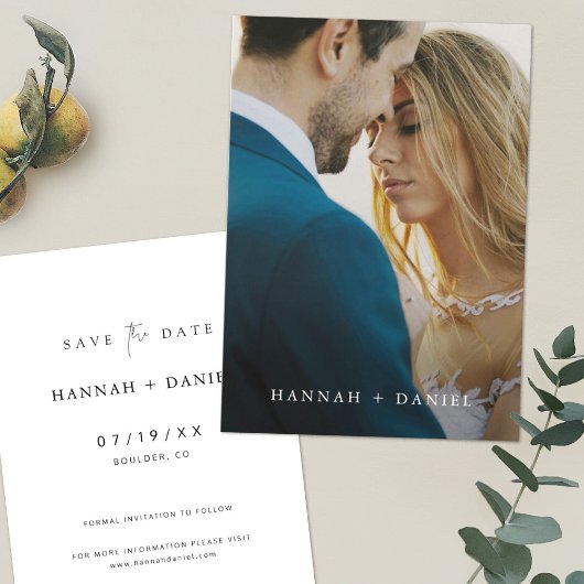 Einfaches elegantes Foto Save the Date Hochzeit ei