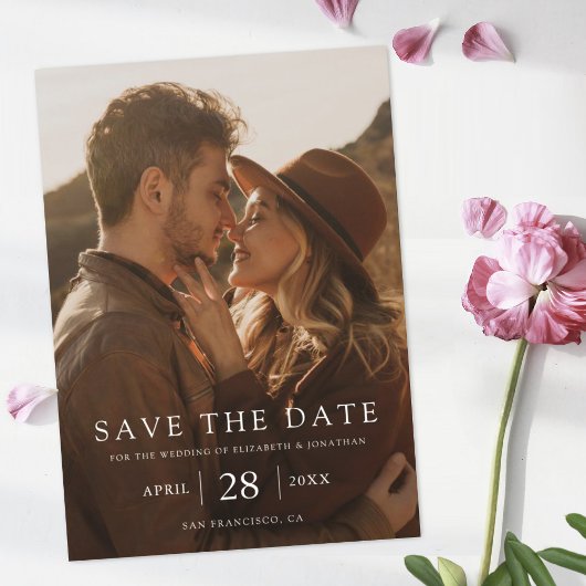 Einfaches elegantes Foto Save the Date Hochzeit Magneteinladung