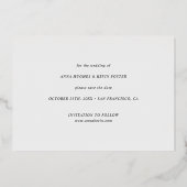 Einfaches elegantes Foto Save the Date HochzeitGol Folieneinladung (Rückseite)