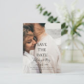 Einfaches elegantes Foto Save the Date Postkarte (Stehend Vorderseite)