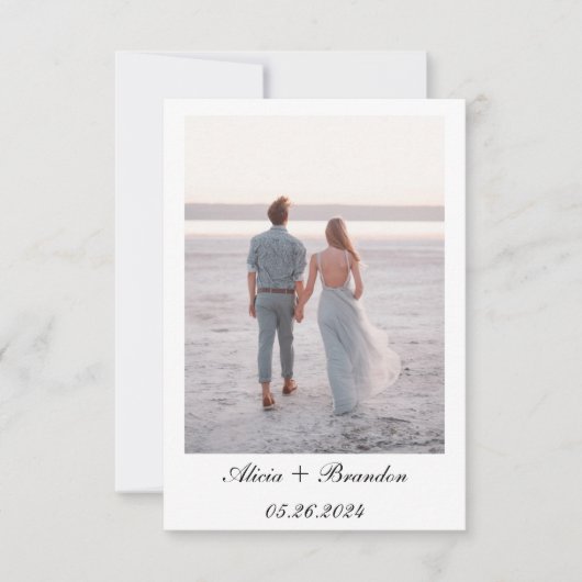 Einfaches elegantes Foto Schwarz-weiß Text Wedding Save The Date (Vorderseite)
