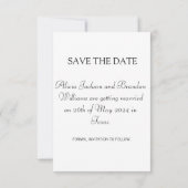 Einfaches elegantes Foto Schwarz-weiß Text Wedding Save The Date (Rückseite)