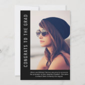 Einfaches elegantes Foto Schwarzer Abschluss Ankündigung (Rückseite)