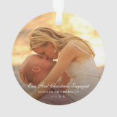 Einfaches elegantes Foto Verlobtes Weihnachten Ornament (Rückseite)