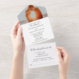 Einfaches elegantes Foto Wedding RSVP All In One Einladung