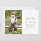 Einfaches elegantes Foto zur Taufe Einladung (Vorderseite)