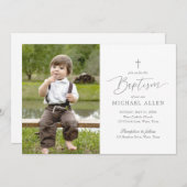 Einfaches elegantes Foto zur Taufe Einladung (Vorne/Hinten)